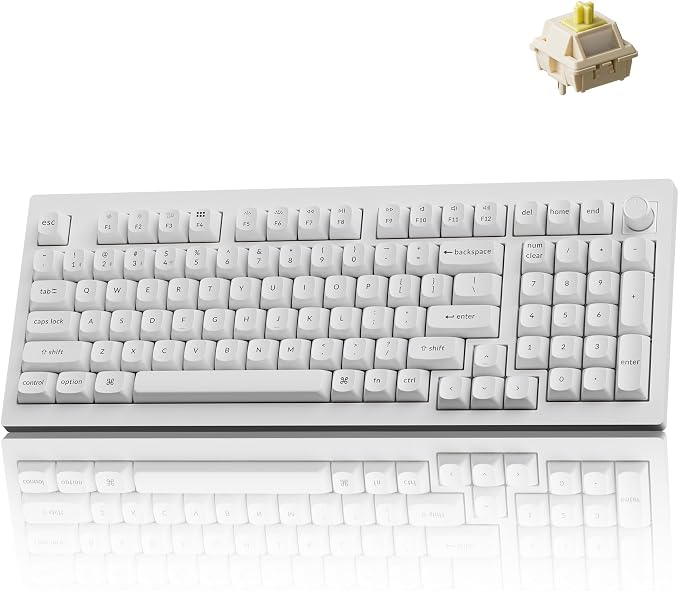 Keychron V5 Ultra 96% Wireless Mechanical Keyboard with 8000Hz Polling Rate & NKRO, Hot-Swappable RGB, Banana Switches, 97 Keys, 2.4GHz/Bluetooth/Wired, OSA PBT Keycaps, for Mac/Win/Linux - White by Keychron