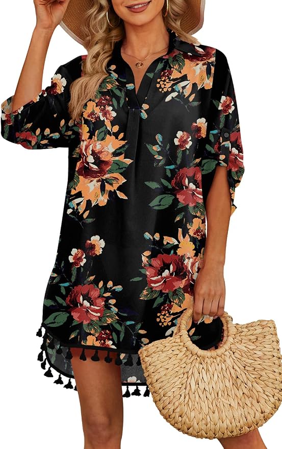 Yincro Women Swimsuit Cover Up Shirt 2026 Tassel Beach Bathing Suit for Swimwear Bikini Dress by YINCRO