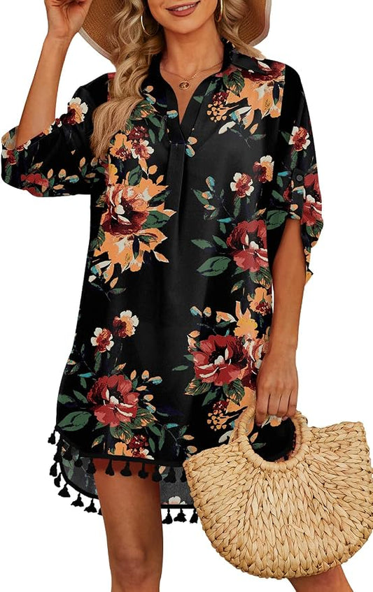 Yincro Women Swimsuit Cover Up Shirt 2026 Tassel Beach Bathing Suit for Swimwear Bikini Dress by YINCRO