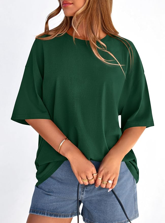 PRETTYGARDEN Womens 2026 Spring Going Out Tops Casual Short Sleeve Crewneck Loose Fit Basic Oversized T Shirts Summer Outfits - Image 3