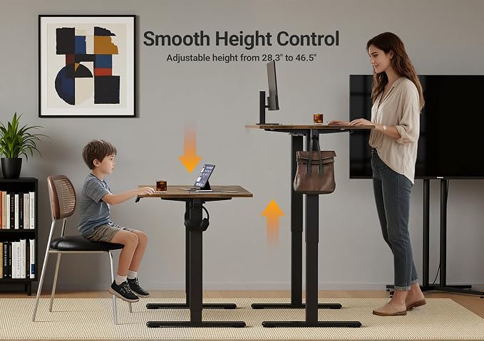 YDN 63 x 24 Inch Rustic Brown Electric Standing Desk | Adjustable Height, Sit Stand, Cable Management, Ergonomic, Home Office - Image 5