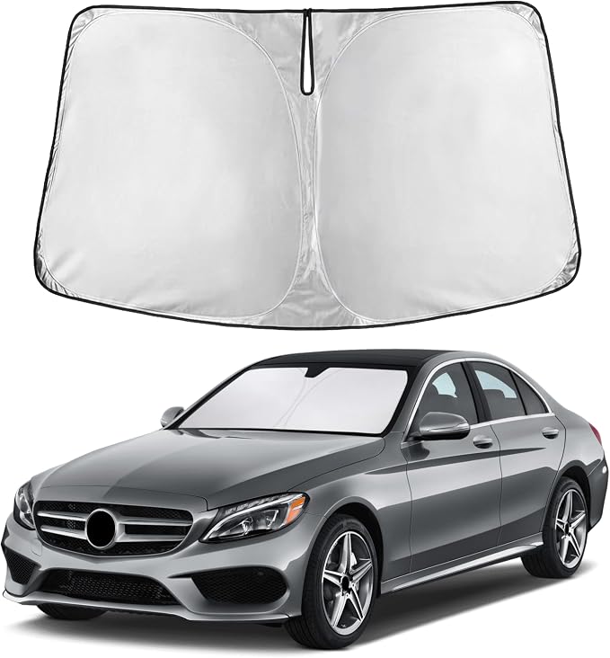 EcoNour Windshield Sunshade Compatible for Mercedes Benz C Class 2008-2019 2020 2021, W205 C250 C300 C400 Sun Visor for Front Windshield & Window Sun Shade Cover, UV Heat Protector, Car Accessories by EcoNour