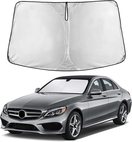 EcoNour Windshield Sunshade Compatible for Mercedes Benz C Class 2008-2019 2020 2021, W205 C250 C300 C400 Sun Visor for Front Windshield & Window Sun Shade Cover, UV Heat Protector, Car Accessories by EcoNour