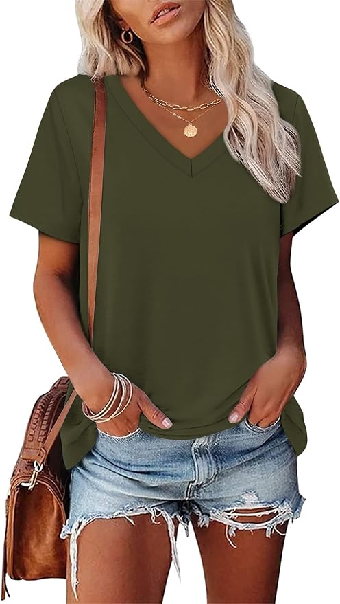 Alaroo Womens Summer Tops 2026 V Neck Short Sleeve Shirts Trendy Dressy Casual Vacation Outfits Printed - Image 2