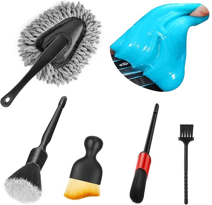 Fitosy Car Interior Duster Detail Brush Cleaning Gel Kit, Dust Remover | Slime Putty Cleaner Soft Detailing Brushes Car Accessories Essentials Supplies Tools for Men Women, Auto Truck SUV RV by Fitosy