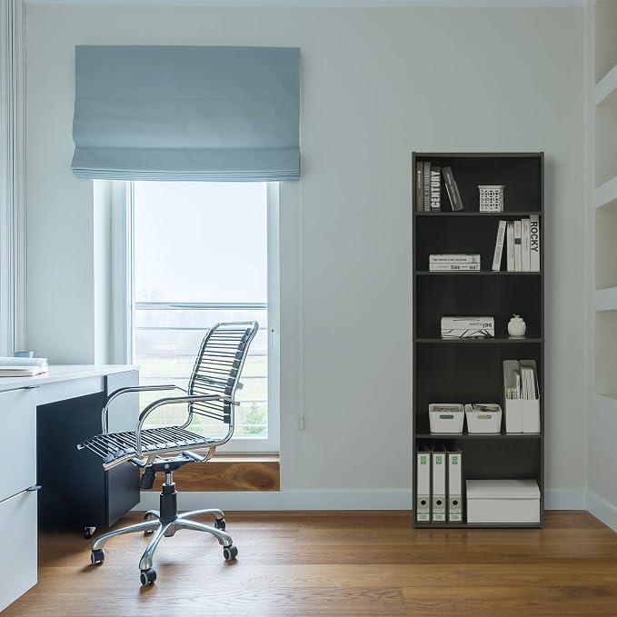 FURINNO Wright 5-Shelf Bookcase, Cinnamon Cherry - Image 3