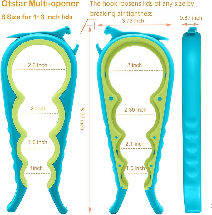 Otstar Jar Opener & Bottle Opener for Seniors with Arthritis, Weak Hands | Adjustable Lid Opener Effortlessly Opens Jars, Bottles & Pop-Top Cans, Great for Senior Parents, Grandparents, or Loved Ones - Image 2