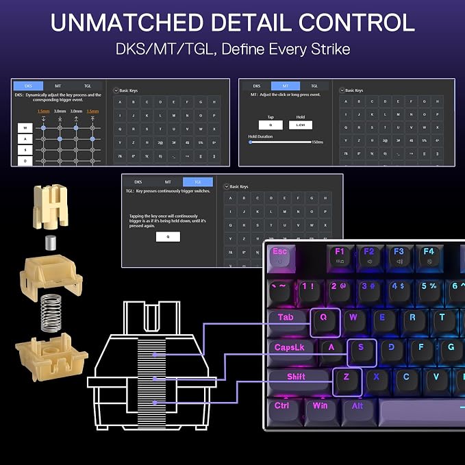 Redragon K556 104-Key Wired RGB Hall-Effect Rapid Trigger Gaming Keyboard | Rock-Solid Metal Build, 0.1mm Adjustable Actuation Magnetic Switch, Zero Input Delay, 8K Polling for FPS Games Pause & Shoot - Image 6
