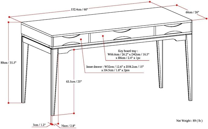 SIMPLIHOME Harper Desk and Bookcase Bundle - 60 inch Wide Solid Wood Mid Century Modern Desk with Drawers and 24 inch Wide 4-Shelf Bookcase in Black, Home Office Furniture (Set of 2) - Image 2