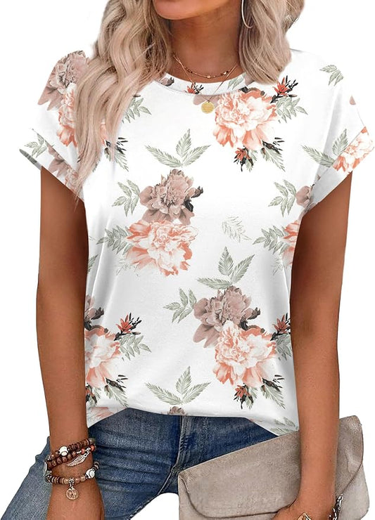 Alaroo Womens Summer Tops Short Sleeve Shirts Crew Neck Tshirt Cute Trendy Tunic Blouses (S-3XL) by Alaroo