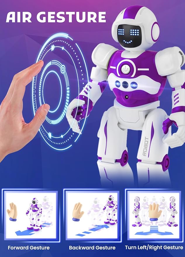 Robot Toys for Kids,Programmable Remote Control Smart Walking Dancing Robot Toy with Gesture & Sensing for Age 4 5 6 7 8 9 10 Year Old Boys Girls for Birthday Present,Purple - Image 3