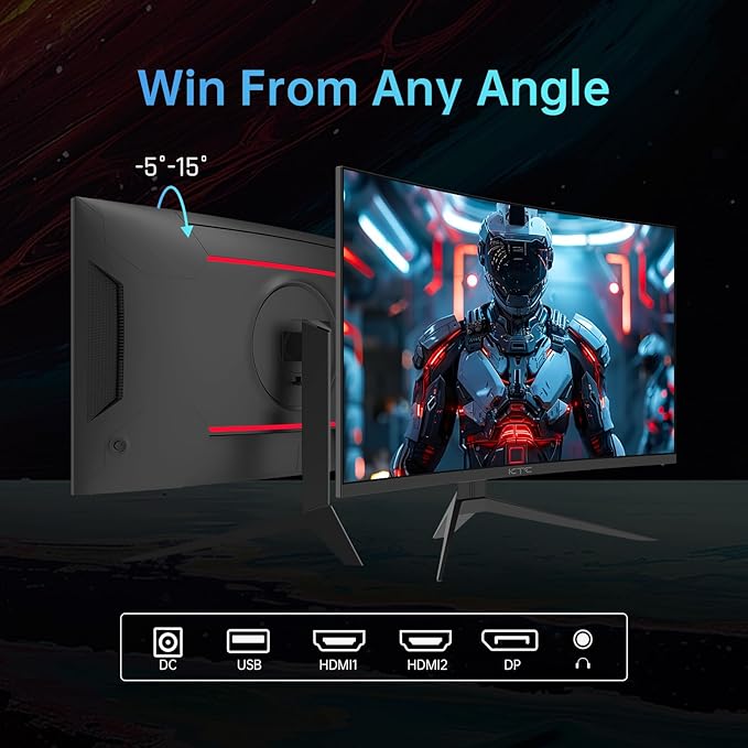 KTC 32 inch 240Hz Curved Gaming Monitor, 1080P Curved Monitor 1ms, H32S17F | 1500R, Adaptive Sync, HDR10, 125%sRGB, HDMI 2.0 x2 & DP1.4 x1, VESA, Tilt Adjustable, for Xbox PS5 Switch, Black - Image 5