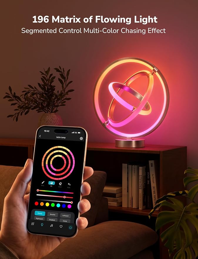 Lepro TB1 AI Smart Table Lamp, RGB+IC Addressable Color Changing Desk Light Alexa Google Home Enable, Music Sync, DIY Endless Scenes, APP Control Cool LED Lamp for Room Decor Ambient Lighting, 2.4 GHz - Image 5