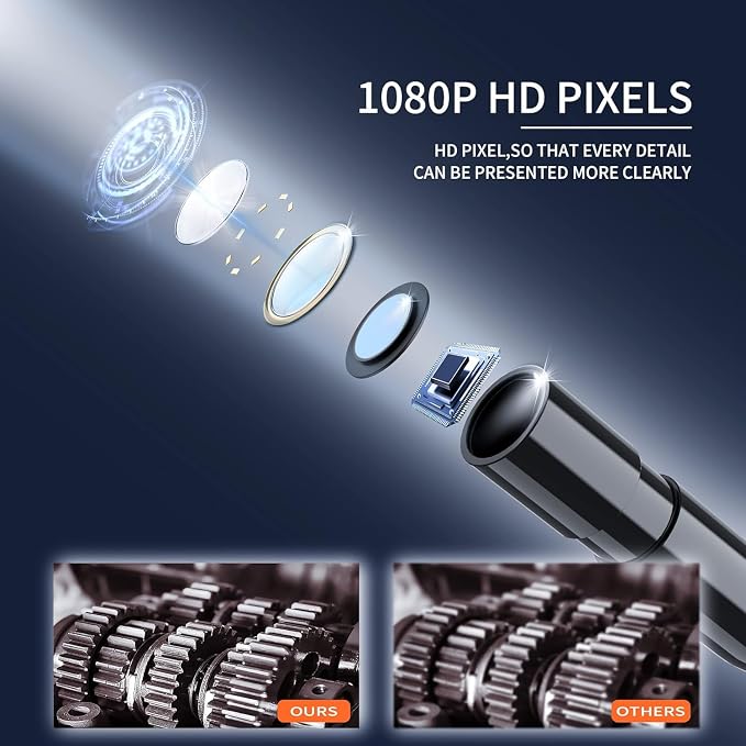 Daxiongmao Endoscope Camera with Light, 1080P HD Borescope, IP67 Waterproof Snake Camera – Ideal for Inspecting Walls, Vents, Automotive Engines, Pipes – A Great Gift Tool for Men (50ft) - Image 5