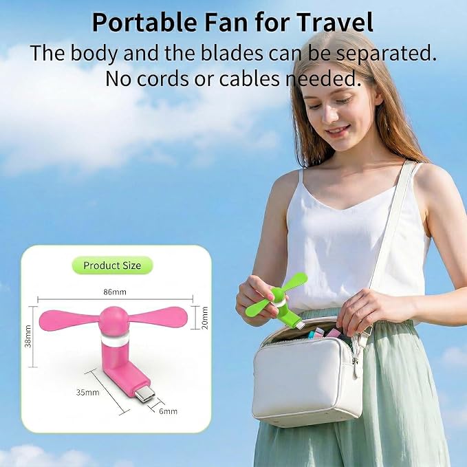 6Pack Type USB C Tiny Portable Phone Fan, Compatible with Apple iPhone 16/16p/16promax 15/15 Pro /15 Pro Max, Compatible with Samsung Galaxy S24 / S23 / 23 Ultra/ 24 Ultra/25 Ultra - Image 8