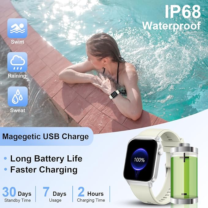 Smart Watch for Women Men (Answer/Make Call), Smartwatch with Heart Rate/Sleep Monitor/Pedometer, 2026 New Fitness Watch IP68 Waterproof, 113+ Sports Modes,Activity Tracker for Android iOS-White - Image 7