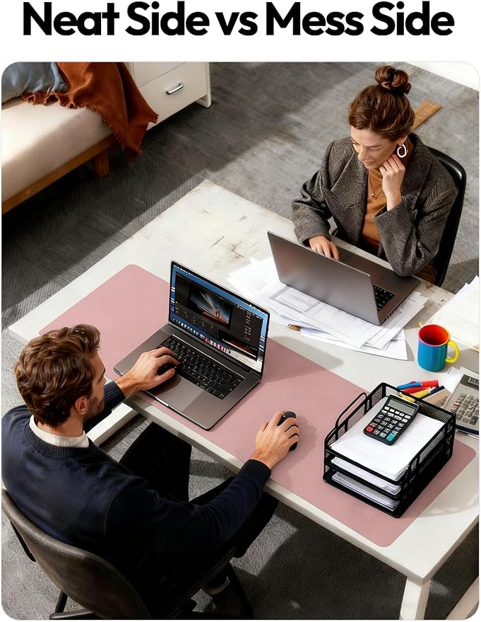 YSAGi Leather Desk Protector, Office Mat, Large Mouse Mat, Non-Slip PU Leather Blotter, Laptop Pad, Waterproof Writing Pad for Office and Home (Pale Mauve, 47.2" x 23.6") - Image 6