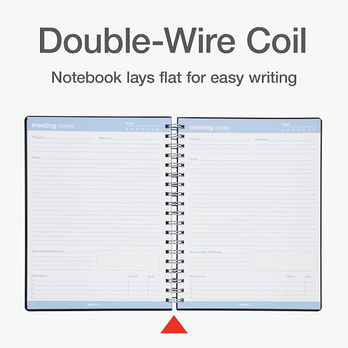 Oxford Meeting Notebook, Undated, Customizable Work Notes, Spiral Bound, Black Cover, Heavyweight 32 lb. White Paper, 7.5" x 10", 160 Pages (63830) - Image 7