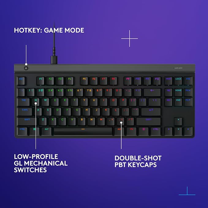 Logitech G515 TKL Gaming Keyboard (Tactile) - Black | Fully customizable, double-shot PBT keycaps, brown switches - Image 7