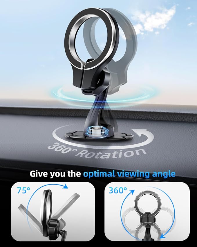 pop-tech for MagSafe Adhesive Car Mount, Strong Magnets Car Phone Holder Mount for Dashboard, 360° Rotation Magnetic Cell Phone Dash Holder Curved Fit for iPhone 16 Pro Max 15 14 13 12 Series - Image 3