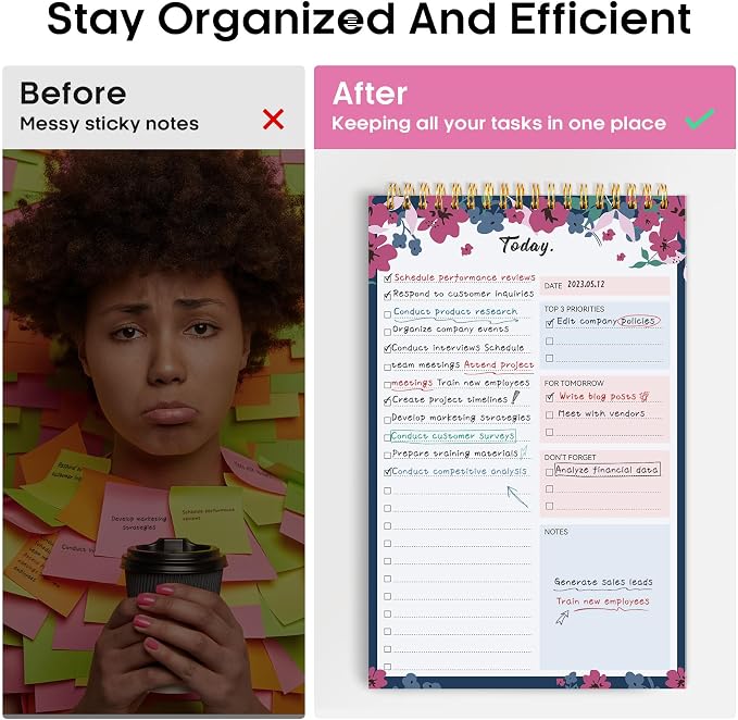 Taja To Do List Notepad, Undated Daily Planner for Work and Goal Setting | Twilight Petals, 52 Sheets, 9.8" x 6.5" , for Office, Home and school, Daily Task Planning, Notes and Everyday Organization - Image 5