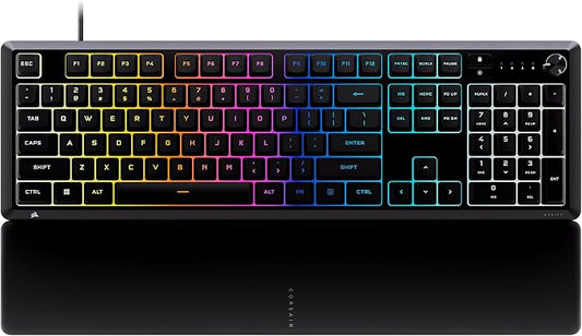 Corsair Skiff 100 Quiet RGB Wired Membrane Gaming Keyboard – QWERTY US, IP53 Spill & Dust Resistant, Responsive Keys, Media Dial – Black by Unknown