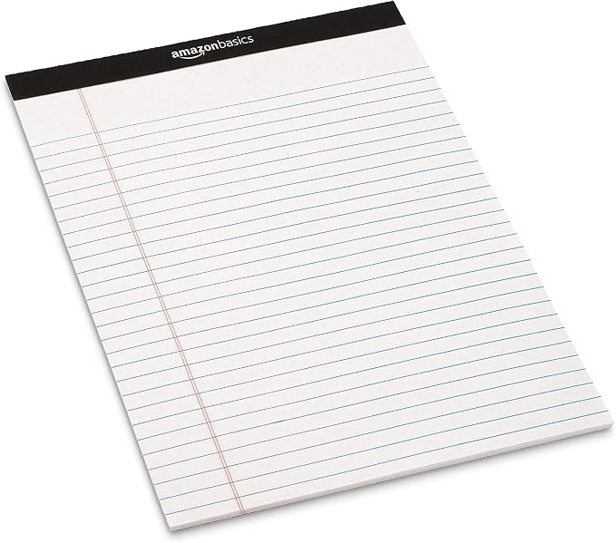 Amazon Basics Legal/Wide Ruled 8-1/2 by 11-3/4 Legal Pad, White, 600 Count (12 Pack of 50 Sheets) - Image 6