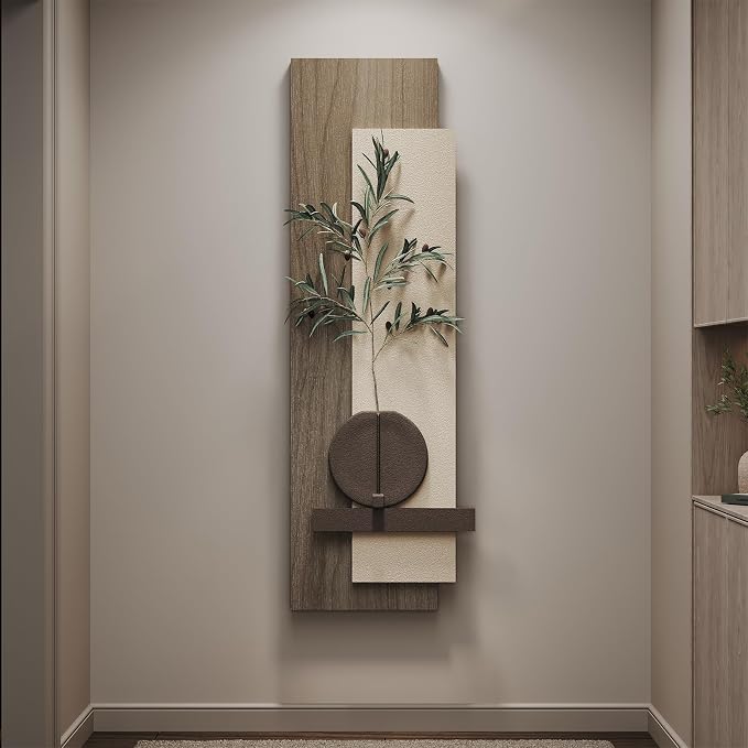 Modern Neutral 3D Textured Long Narrow Vertical Wall Art for Living Room by Cuspin