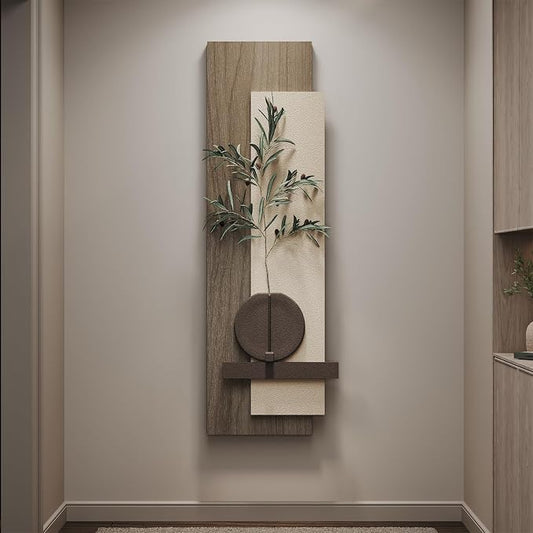 Modern Neutral 3D Textured Long Narrow Vertical Wall Art for Living Room by Cuspin
