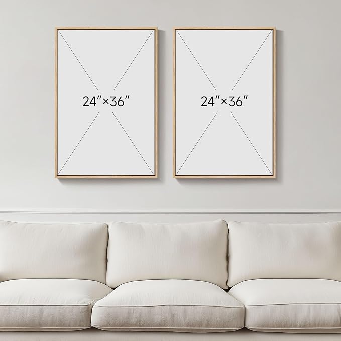 Large Framed Neutral Abstract Wall Art for Living Room, Set of 2 Bright Modern Canvas Prints Paintings Artwork for Walls, Colorful Abstract Pictures for Hallway Stair Bedroom Office Wall Decor 24x36 In - Image 3