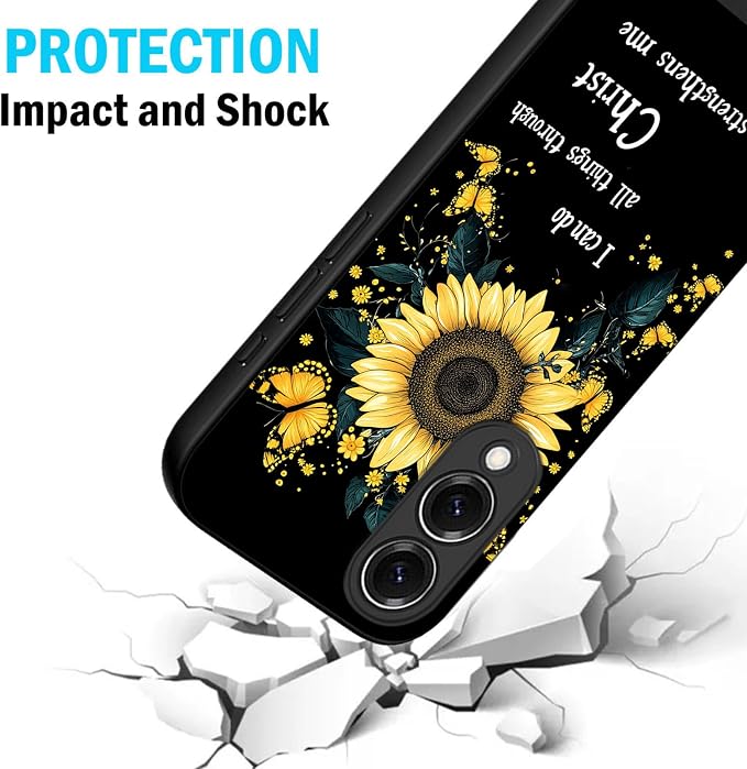 Designed for Galaxy S25 Edge Phone Case,Slim Silicone Shockproof Protective Case for Galaxy S25 Edge 6.7 inch,Sunflower Butterflies - Image 2