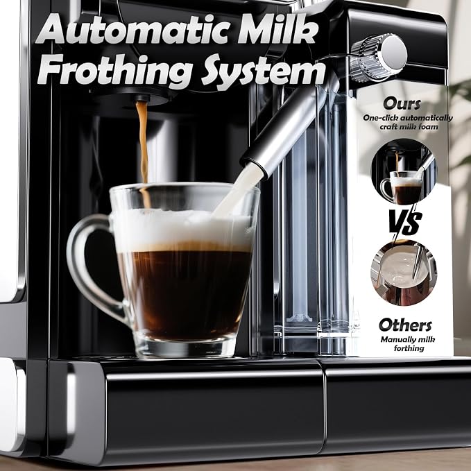 PULZO Espresso Machine with Automatic Milk Frother,capsule coffee maker | Coffee Maker,Automatic Espresso Machine for K*cup Capsule/Ne*s Original/Ground Coffee, One Touch Latte & Cappuccino - Image 7