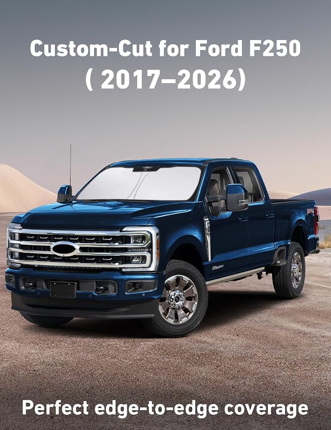 EcoNour Windshield Sunshade Compatible for Ford Super Duty F250 F350 F450 F550 2017-2024 2025 2026, Sun Visor for Front Windshield & Window Sun Shade Cover, UV Heat Protector, Car Accessories - Image 2