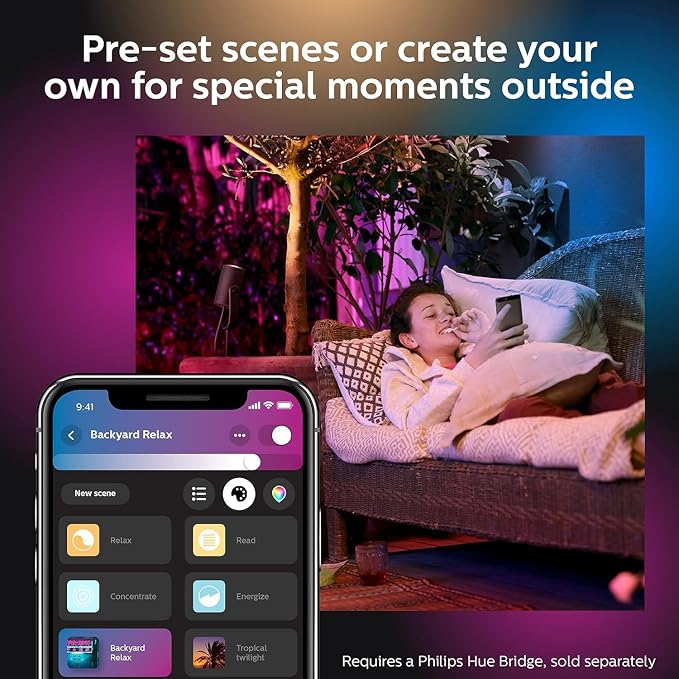 Philips Hue Lily Outdoor Smart Spotlight Base Kit, 3 Pack, White and Color Ambiance LED Walkway Lights, Low Voltage Landscape Lighting, Requires Bridge, Control with App & Voice, Weatherproof - Image 4