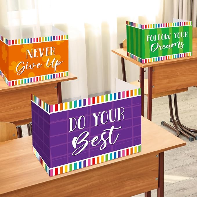 Affrolling 36 Pcs Inspirational Privacy Folders Bulk for Students Cardboard Privacy Boards Desk Divider Panel Waterproof Testing Divider for Classroom Back to School Study Supplies (Colorful) - Image 6