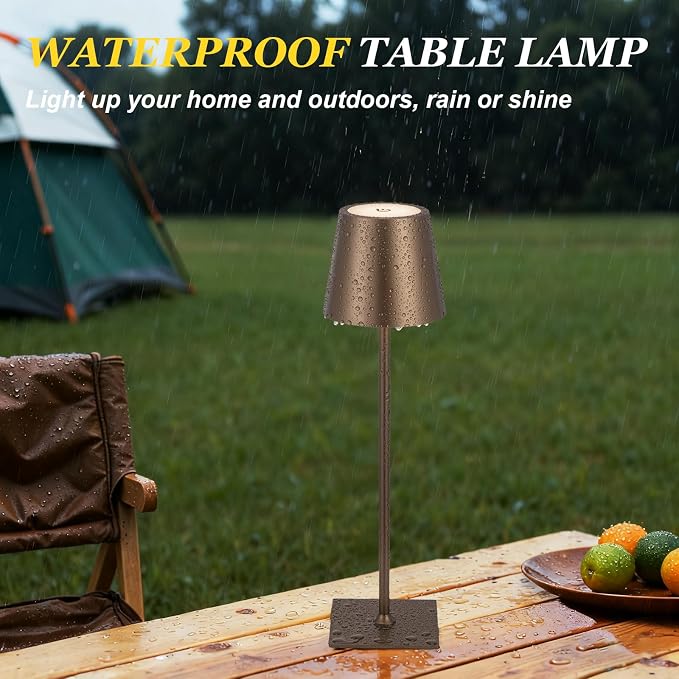 Kakanuo Brown Cordless Rechargeable Table Lamp 5000mAh Battery Operated Lamps, 3 Colors Stepless Dimming Touch Lamp for Living Room, Kitchen Counter, Dining, Outdoor Patio, 2 Pack - Image 7