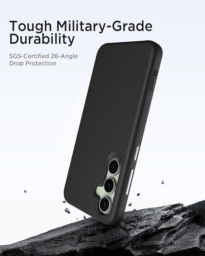 Miimall Rugged Case for Samsung Galaxy S24 FE - Slim, Dual Layer Protection, Military Shockproof, Anti-Slip, Anti-Scratch, Full Body Heavy Duty Case, Black - Image 6
