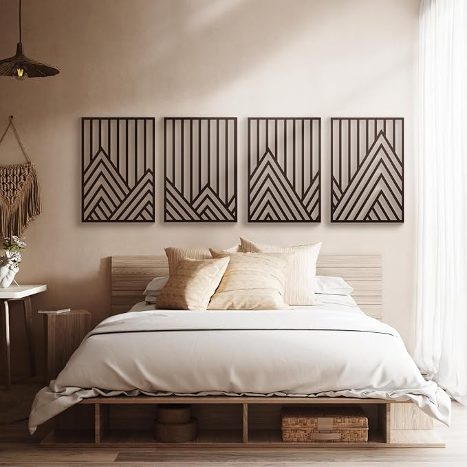 Glamativity 4 Pack Black Abstract Metal Wall Art, Minimalist Décor Single Line Art Wall Décor, 3D Textured Metal Wall Sculptures, for Living Room Bedroom Bathroom Study Room (Mountain Line, L Size 22.5 x 15.7'') - Image 5
