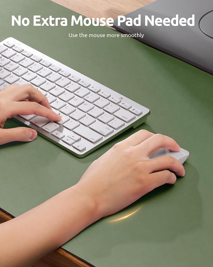 YSAGi PU Leather Desk Pad Protector – Non-Slip Waterproof Desk Mat for Office & Home, Easy Clean Large Mouse Pad & Laptop Writing Blotter 23.6"x13.8" Bamboo Green - Image 2