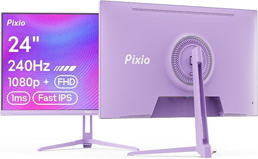 Pixio PX249 Wave Purple 24 inch 240Hz Refresh Rate FHD 1080p Resolution Fast IPS Panel 1ms GTG Response Time Built-in Speakers Gaming Monitor with Adaptive Sync by Pixio
