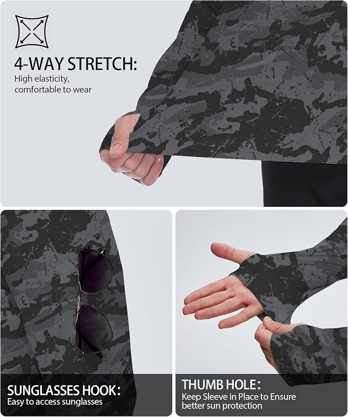 ZITY Men's Sun Protection Shirts Long Sleeve Rash Guard Hoodie UV UPF 50+ Fishing Running Athletic Sweatshirts - Image 3