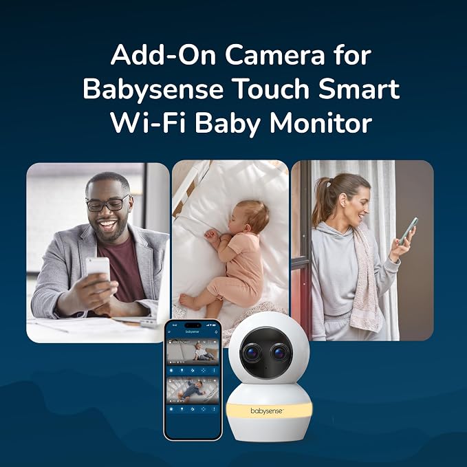 Babysense Touch Add-On Camera Unit – 4MP Dual-Lens (Wide & Telephoto), 6X Hybrid Zoom, AI Auto Tracking & Focus Area, Night Vision, Compatible w Touch Parent Unit/App (Monitor Not Included) - Image 2
