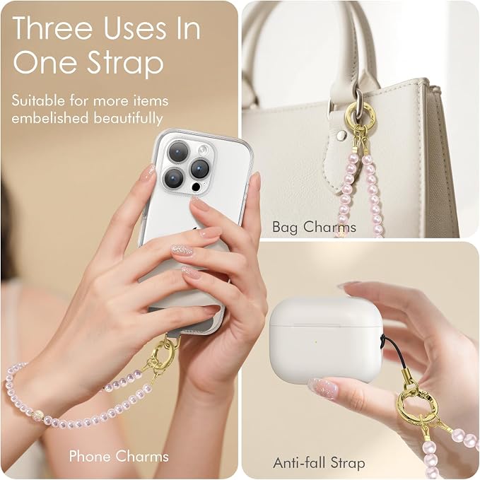 SURPHY Phone Charm, Handmade Beaded Phone Wrist Strap with Tether Tab | Phone Charm Strap, Phone Chain with Premium Metal Buckle, Wrist Strap Fits Cellphone Cases, Wallets, Bags, Keys - Image 2