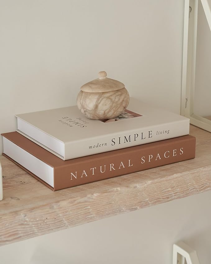 Beautiful Decorative Books - Set of 2 Boxes Enhance Your Coffee Table, Bookshelf or Mantel Shelf Decor - Aesthetic Fake/Faux Books for Modern Home Decoration, Photo Storage and as a Keepsake Box - Image 5