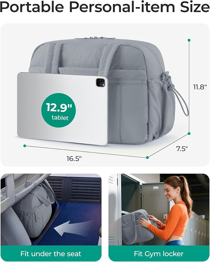 BAGSMART Duffle Bag for Travel, Gym Bag for Women, Weekender Carry on Bag | PVC Wet Pocket, Airline Approved Personal Carry-on Size, Fits Under-seat, One Bag for Gym, Travel, Hospital, Overnight - Image 2