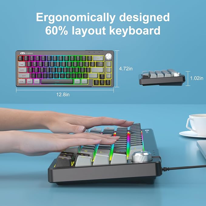 MageGee Mini 60% Gaming Keyboard, RGB Backlit 68 Key Ultra-Compact Keyboard, TS68 Ergonomic Waterproof Mechanical Feeling Office Computer Keyboards for PC, MAC, PS4, Xbox ONE Gamer - Image 4