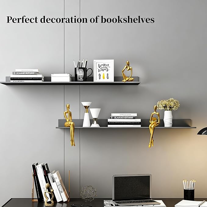 Prettidecor Gold Home Decor Thinker Statue Accents, Set of 3 Thinker Sculptures Office Decor Modern Abstract Resin Decoration on Shelf Table Desk for Living Room Office Bedroom (Small Gold) | Home Decor Accents, Office Decor, Abstract Resin, For Living... - Image 6