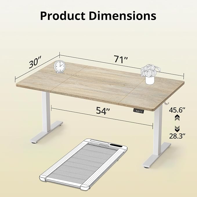 TIQLAB Electric Height Adjustable Standing Desk 71 * 30 inch, Sit Stand Desk with Splice Board, Memory Controller, White Frame & Maple Top Computer Workstation for Home Office - Image 3