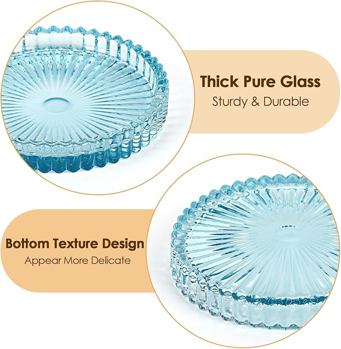 Modern Clear Coaster Set of 5- Glass Coasters for Drinks Crystal Coasters Round Cup Mat Coffee Table Decor for Office, Kitchen, Bar, Dining Room, Living Room, Patio(Clear Blue) - Image 4