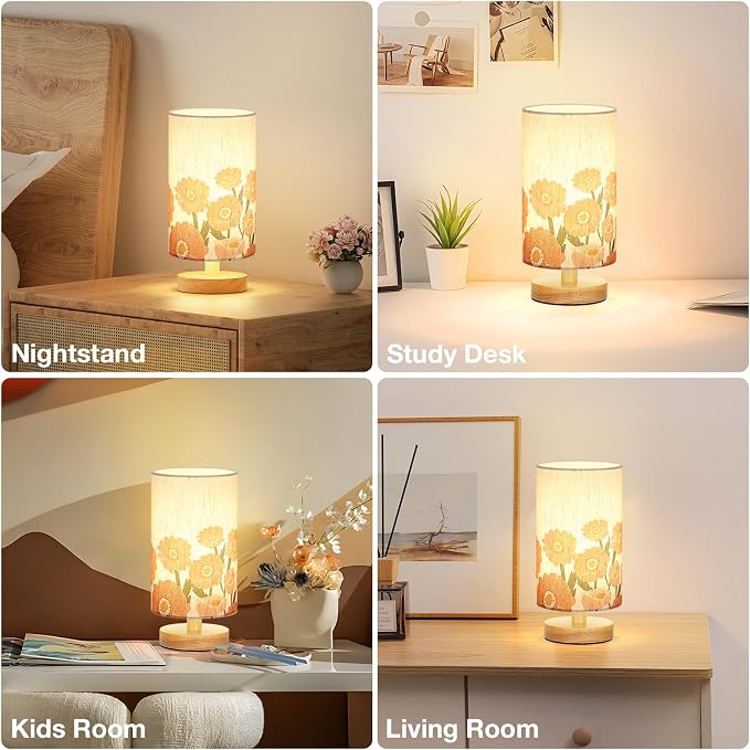 Fenmzee Small Table Lamps (Sunflower Cream Shade, 9" Inline Control) | 3000K LED Blub Included | 680 Lumens | Easy Assembly | Minimalist Design | E26 | for Kitchen | for Kids Room - Image 7